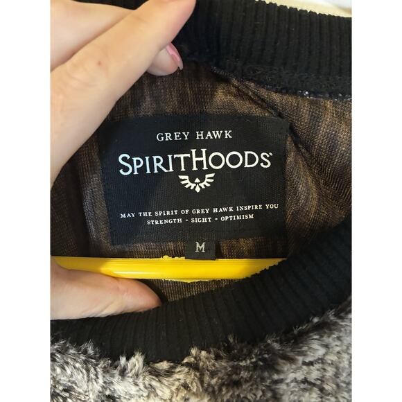 SpiritHoods Jacket Mens M Faux Fur Grey Hawk Crewneck Sweater Eco Friendly Luxe - Picture 5 of 7